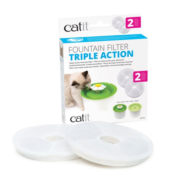 Catit Flower Cat Triple Action Drinking Fountain Filters - 2 Pack | PetSmart