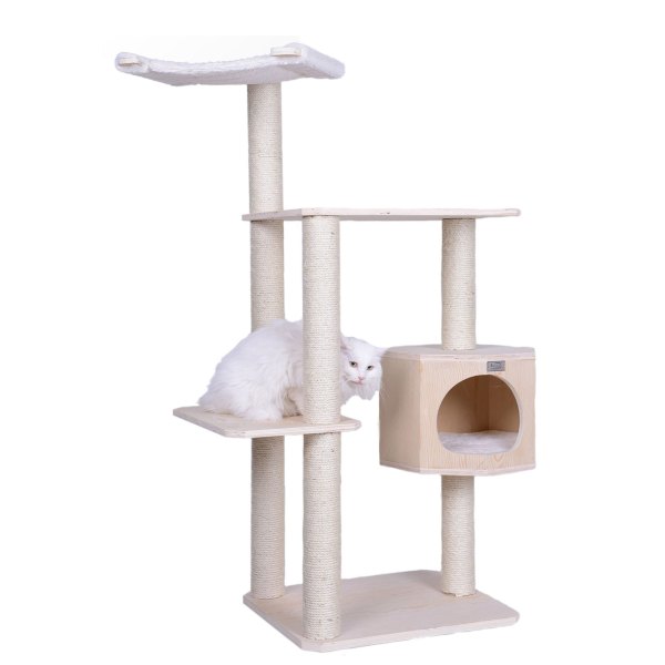 Armarkat 54-In Premium Scots Pine Real Wood Condo And Cat Tree, Natural | PetSmart