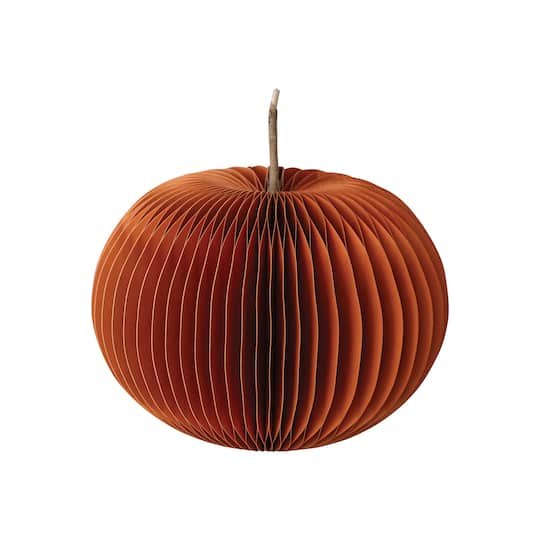 Hello Honey 9 Orange Paper Folding Honeycomb Pumpkin with Twig Stem | Michaels