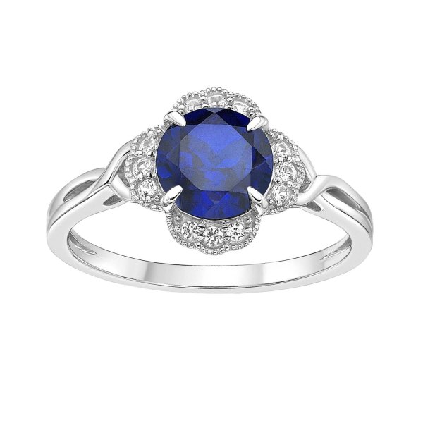 Sterling Silver Lab-Created Sapphire Ring, Womens