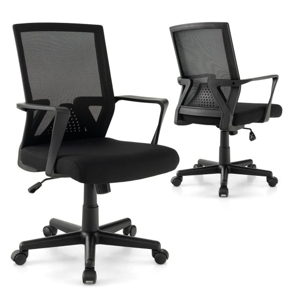 Costway Mesh Office Chair Adjustable Lumbar Support Black