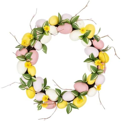 22 Pink & Yellow Easter Eggs & Flower Buds Artificial Wreath By Northlight | Michaels