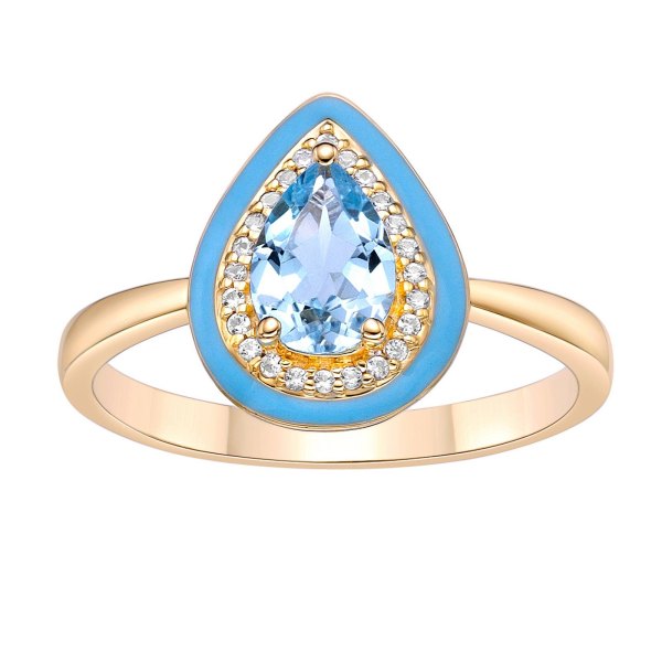 Gemminded 18k Gold Over Silver Lab-Created White Sapphire Ring, Womens, Size: Gold Tone