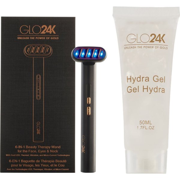 GLO24K UNLEASH THE POWER OF GOLD GLO24K 6-IN-1 Beauty Therapy Wand +Conductive Hydra Gel in Na at Nordstrom
