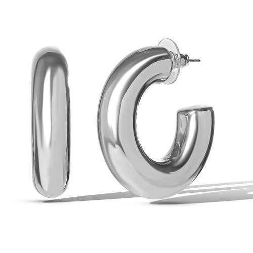 Jessica Simpson Mini Chunky Silver Hoop Earrings at Nordstrom
