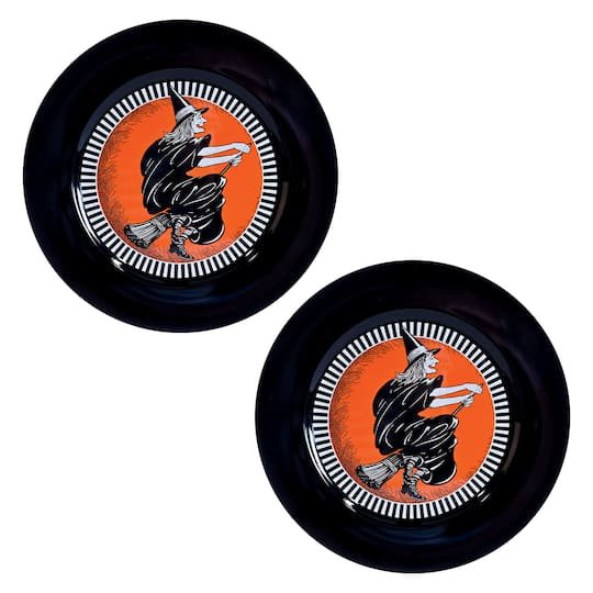 Beistle 12.75 Vintage Halloween Witch Platters, 2ct. in Orange | Michaels