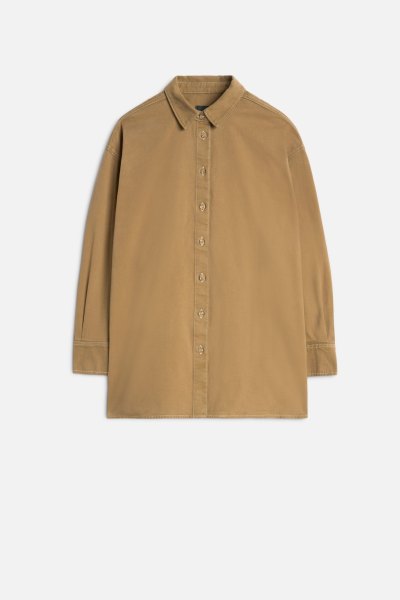 Comfort Twill Nina Relaxed Overshirt in Sand Storm
