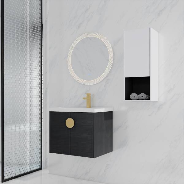 GDFStudio Aurelian Floating Wall-Mounted 24 in. Contemporary Bathroom Vanity with Ceramic Sink Soft Close