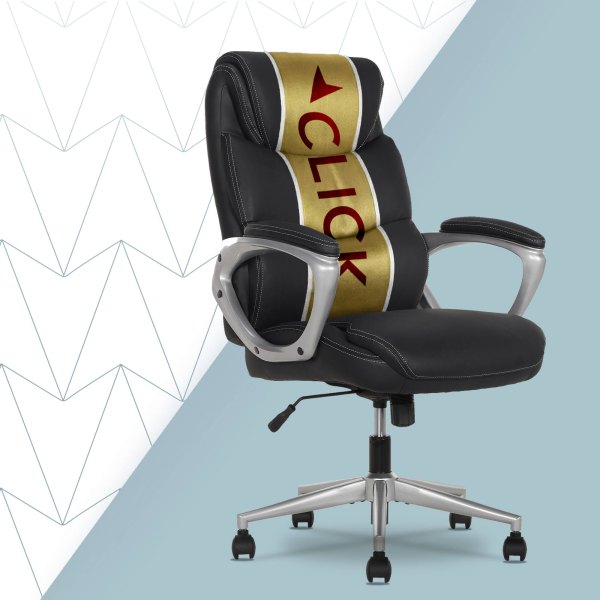 Click365 - Ergonomic Executive Office Chair with Lumbar Support & Padded Arms Reclining Computer Desk Chair with Adjustable Height - Black