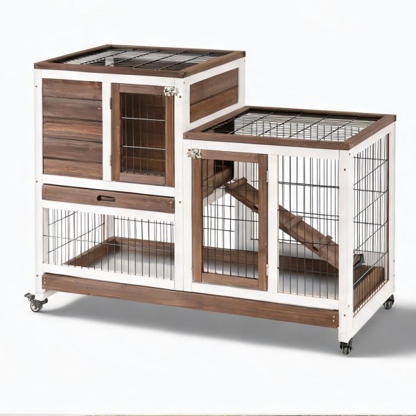 sunjurt Outdoor Space Rabbit Hutch with Brown Fir Wood Storage and Water-Resistant Design one_size | DM6BVM84OVM5