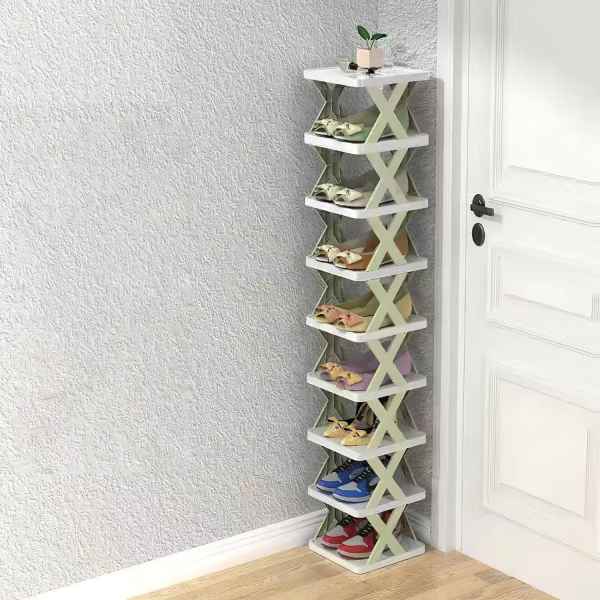 Kitstorack 9-Tier Narrow Vertical Shoe Rack Free Standing Plastic Shoe Organizer for Entryway Closet or Hallway