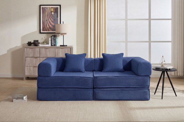 CHITA 2-in-1 Convertible Sleeper Sofa Bed with Flexible Floor Seating and Bed