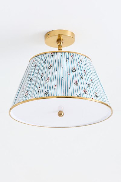 Lee Brass 16 Ruched Printed Semi-Flush Mount Light