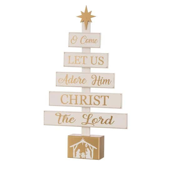 Glitzhome 18 Wooden Nativity Tree Tabletop Dcor in Brown | 10.43 x 1.97 x 17.83 | Michaels