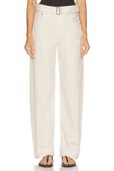 AGOLDE Cuffed Taper Jeans in Ivory