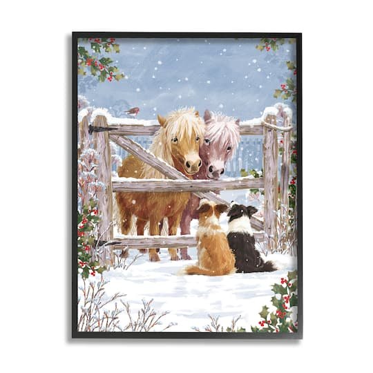 Stupell Industries Ponies Dogs Winter Farm Scene Framed Giclee Art in | x | Michaels