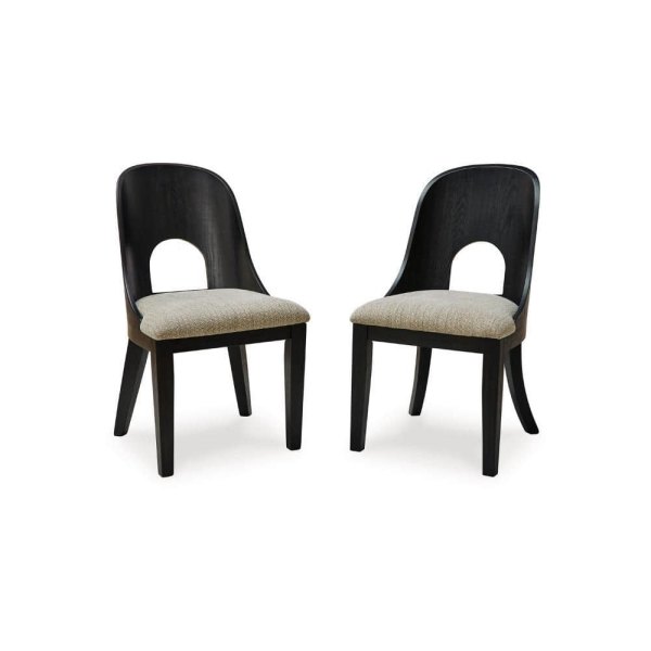 Robeck Black and Gray Polyester Solid Back Dining Side Chair (Set of 2)