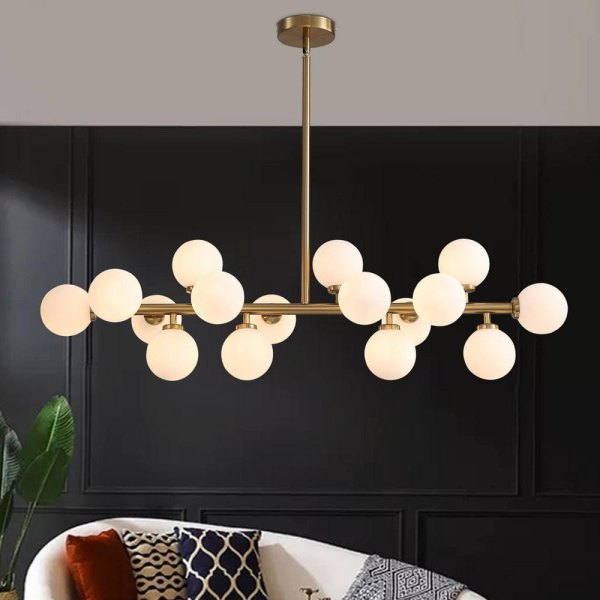 16-Light Brass Globe Sputnik Dining Room Chandelier Mid Century Kitchen Pendant Light
