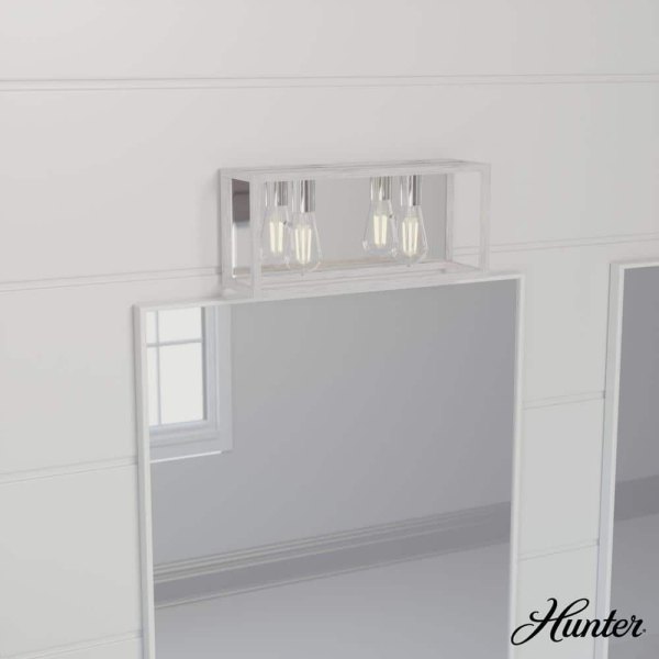 Squire Manor 17 in. 2-Light Chrome Vanity Light with Distressed White Frame