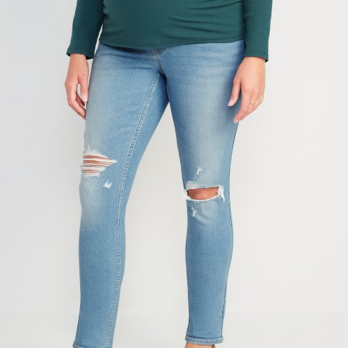 Maternity Rollover-Panel Skinny 360 Stretch Jeans