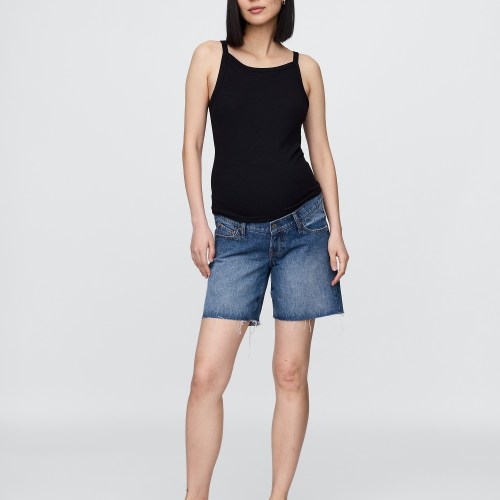 7 Maternity Full Panel Denim Bermuda Shorts