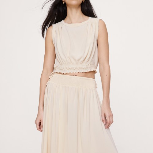 Smocked Georgette Cropped Tank