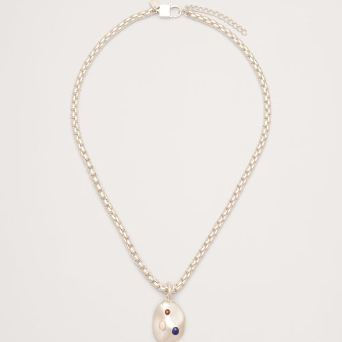 Gem Studed Oval Pendant Necklace