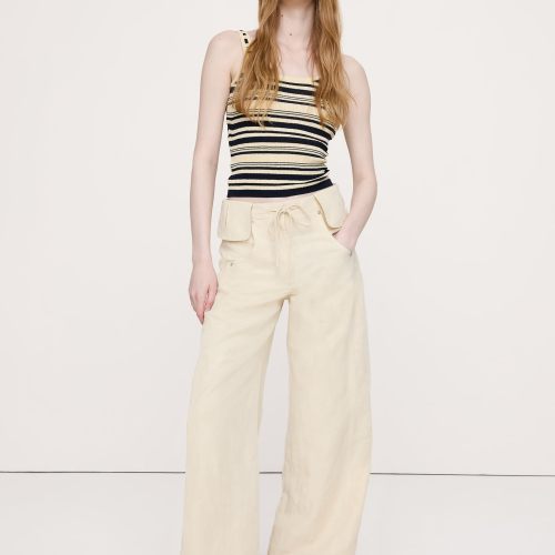Wide-Leg TENCEL-Linen Pant with Foldover Waistband
