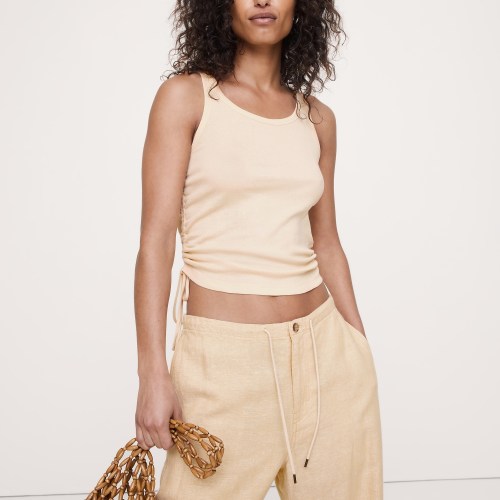Airy Cotton Ruched Drawstring Tank