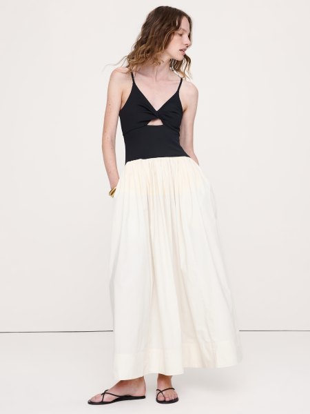 Jersey Poplin Maxi Dress