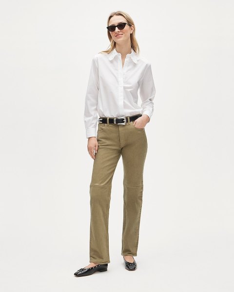 Garment-dyed western straight jean