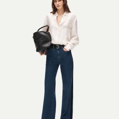 denim trouser jean with corduroy stripe
