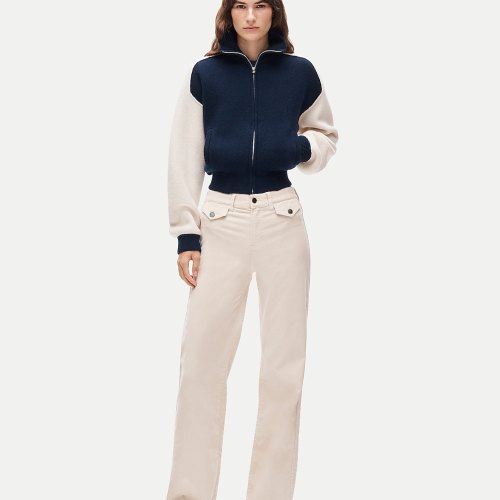 Camp-pocket wide-leg pant in stretch corduroy