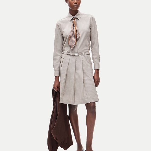 Pleated prep skirt in striped Gramercy suiting