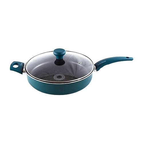 Taste of Home 4-qt. Non-Stick Aluminum Saute Pan with Lid and Helper Handle, One Size, Green