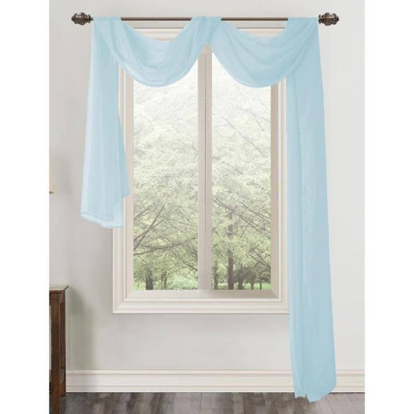 RT Designers Collection - Elegant Celine Sheer Curtain Scarf Valance - 55 x 216 Inches - Blue