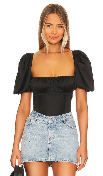 For Love Lemons Dany Bodysuit in Black. size (also in)