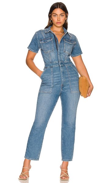 Good American Fit For Success Jumpsuit in Denim-Medium. size (also in)