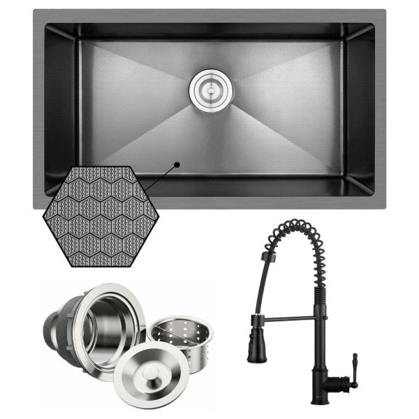 32 in. Single Bowl Stainless Steel Kitchen Sink with Faucet