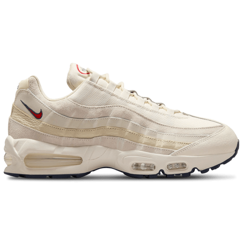 Nike Mens Air Max 95 OG - Basketball Shoes - Pale Ivory / University Red / Light Khaki