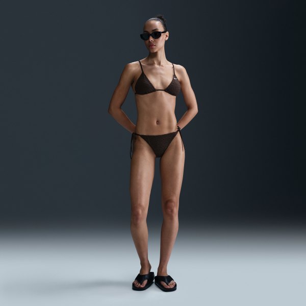 Nike Womens Swim Terry Texture Tie String Bikini Bottom in Brown | NESSF255-206