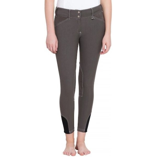 Equine Couture Sport Natasha Breeches, Charcoal/White Stitching, 32
