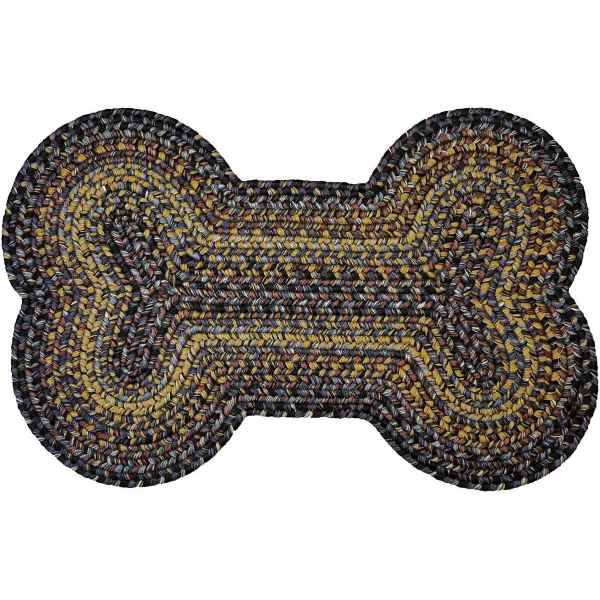 Homespice Bone Shaped Ultra Durable Braided Dog & Cat Placemat, Black Forest, 25 x 39 in