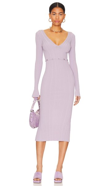 LPA Delaire Button Off Midi Dress in Lavender
