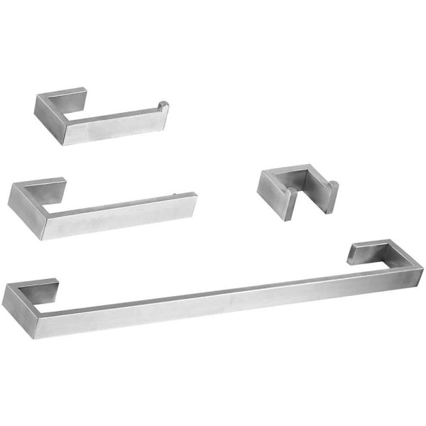 Bath Hardware Set with Towel Toilet Paper Holder and Towel Brushed Nickel
