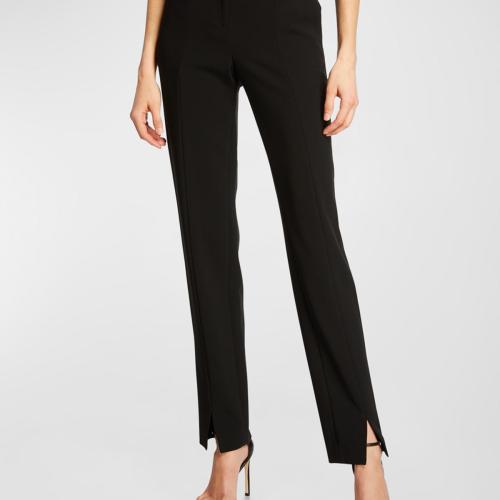 Crepe Marocain Ankle Pants, Caviar