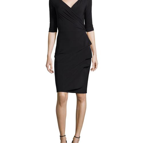 Florien 3/4-Sleeve Jersey Faux-Wrap Dress