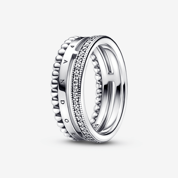 Pandora FINAL SALE Pandora Signature Logo Pav Beads Ring