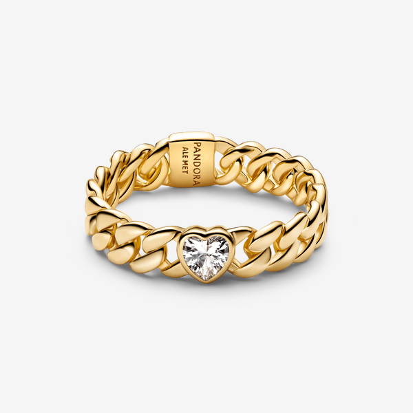 Pandora Heart Cuban Chain Ring
