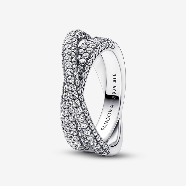 Pandora Timeless Pav Crossover Dual Band Ring
